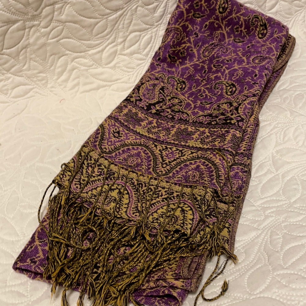 Purple/gold pashmina